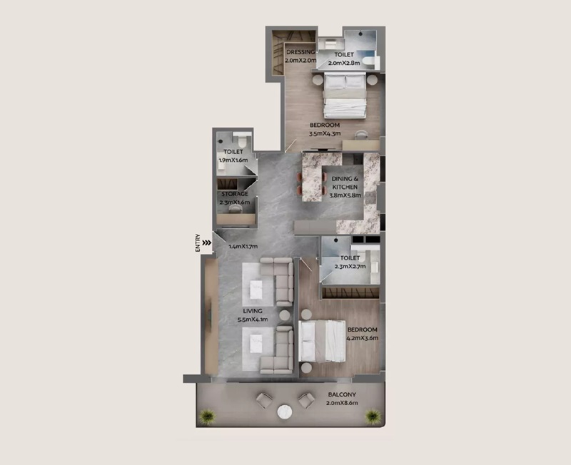 Galaxy Jardin Astral 2 Beds Layout