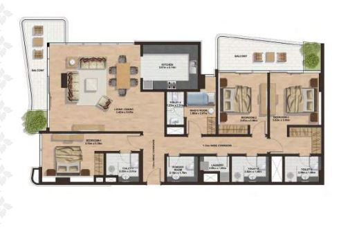 Gemini Splendor Apartments and Townhouses 3 Beds Layout