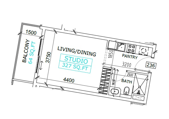 391 Sq. Ft. Studio in GFS Coventry Curves