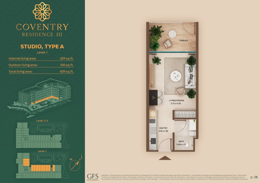 429 Sq. Ft. Studio in GFS Coventry Residences III