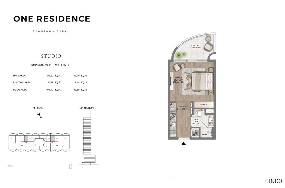 Ginco One Residence Studio Layout