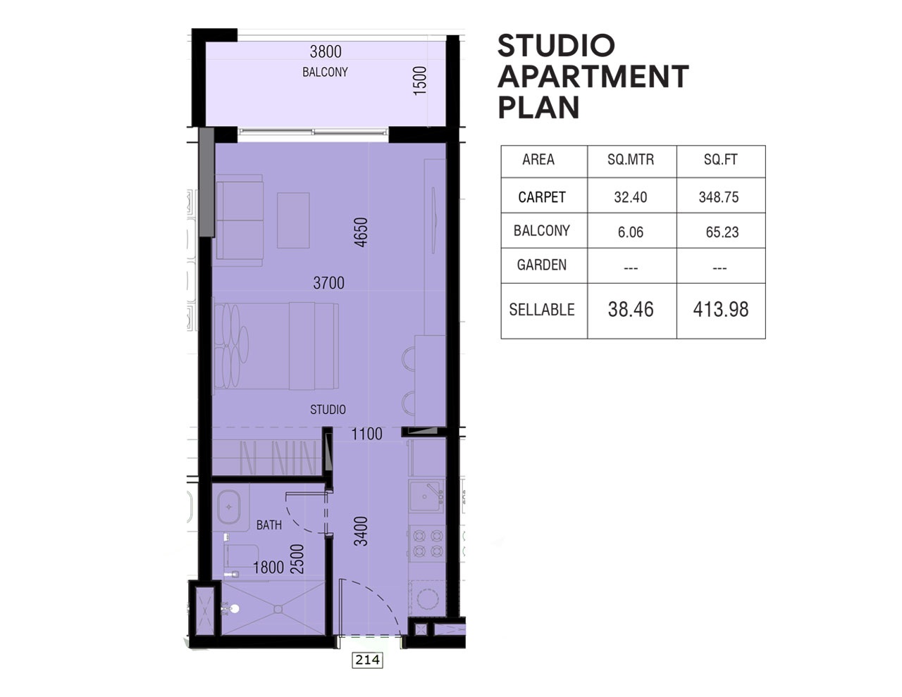 414 Sq. Ft. Studio in Green Joya Blanca Residences