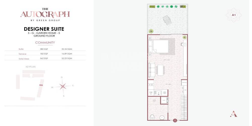 Green The Autograph 1 Bed Layout