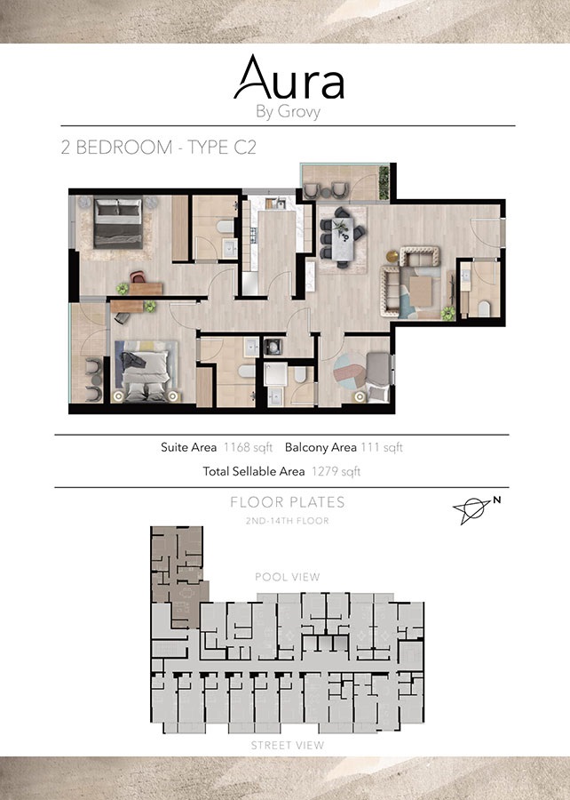 Grovy Aura 2 Beds Layout