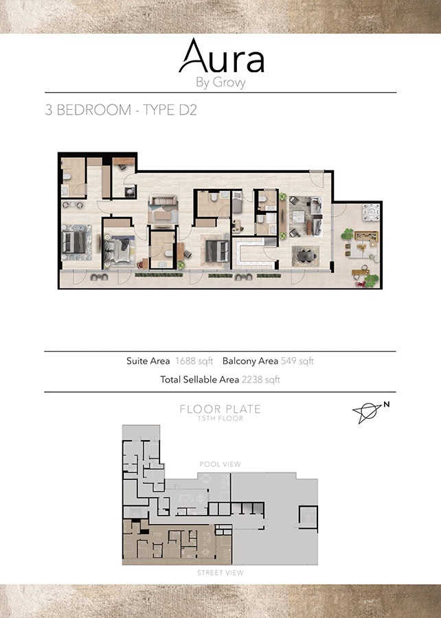 Grovy Aura 3 Beds Layout