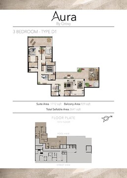 3 Beds 2461 Sq. Ft. Apartment in Grovy Aura