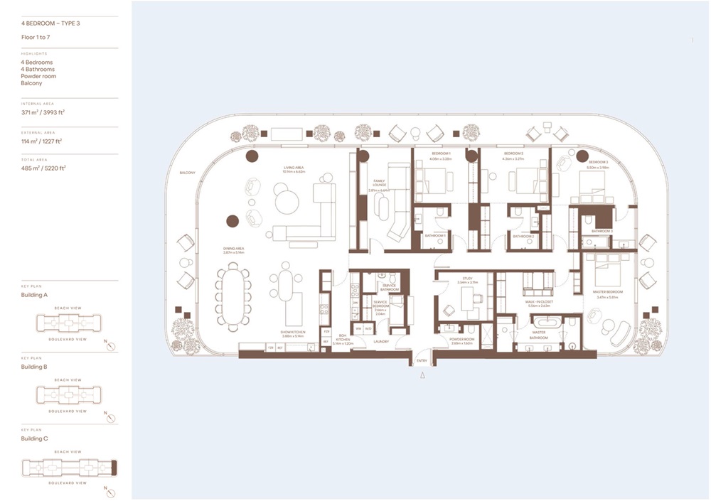 4 Beds 5220 Sq. Ft. Apartment in H And H Dubai Harbour Residences
