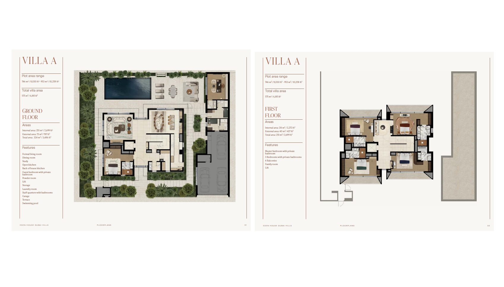 H And H Eden House Dubai Hills 5 Beds Layout