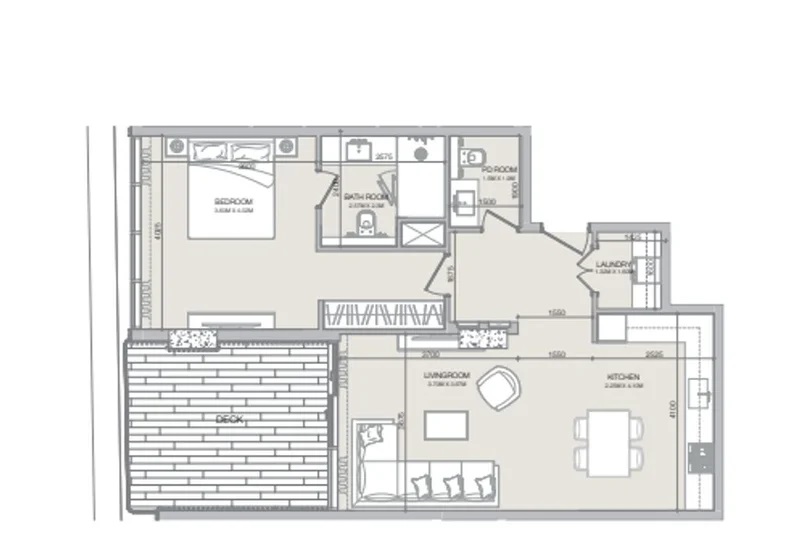 Hayaat Isolana Residences 1 Bed Layout