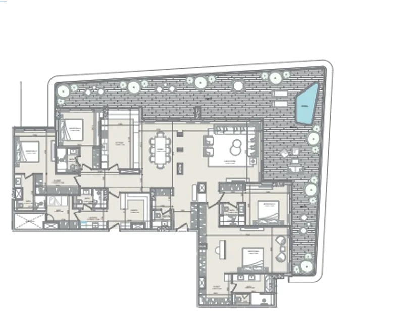 Hayaat Isolana Residences 4 Beds Layout
