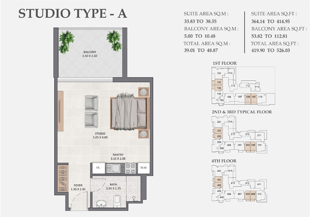 Hesper Linden Residences Studio Layout