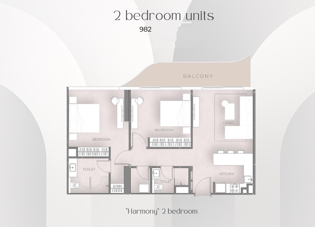 HMB Beverly Grande 2 Beds Layout