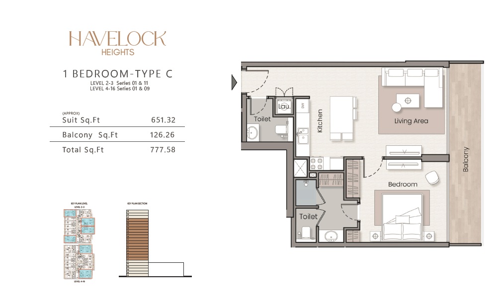 HMB Havelock Heights 1 Bed Layout