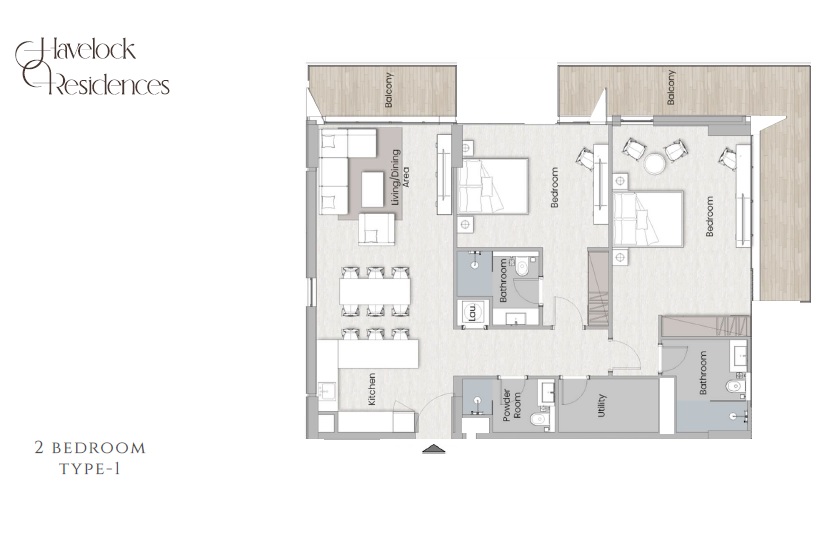 HMB Havelock Residences 2 Beds Layout