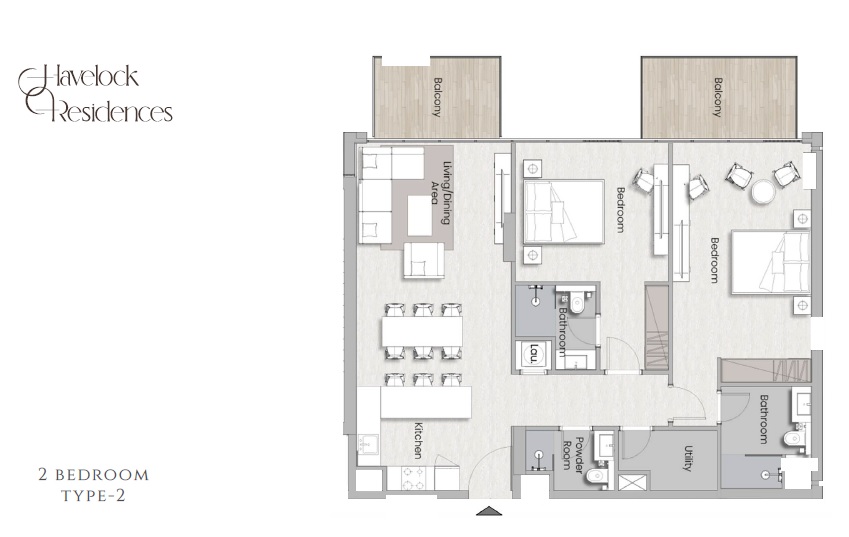 HMB Havelock Residences 2 Beds Layout