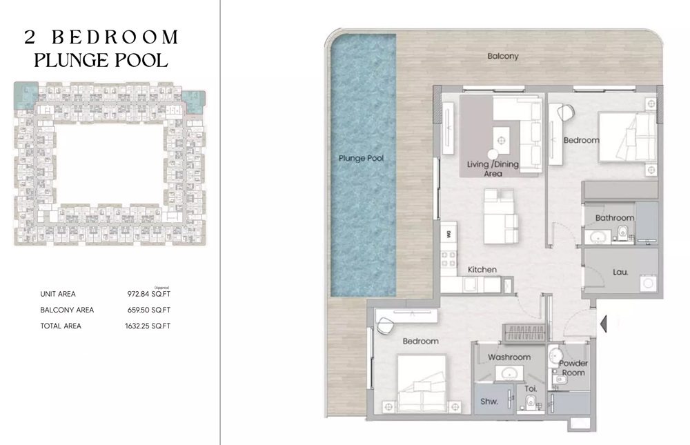 2 Beds 1632 Sq. Ft. Apartment in HMB One Beverly