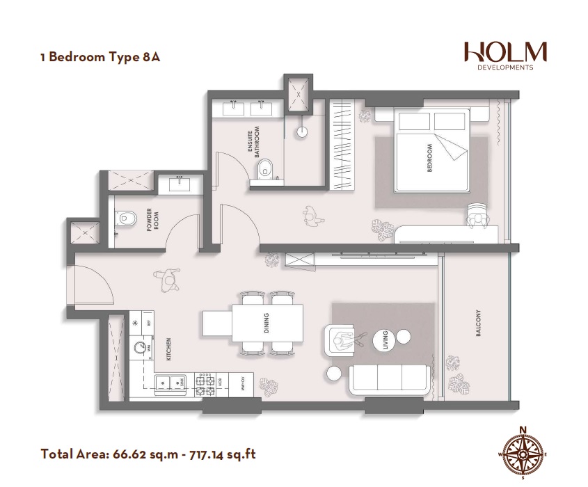 1 Bed 717 Sq. Ft. Apartment in Holm One
