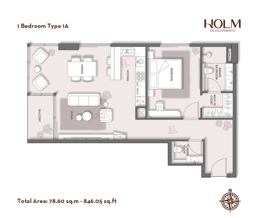 1 Bed 846 Sq. Ft. Apartment in Holm One