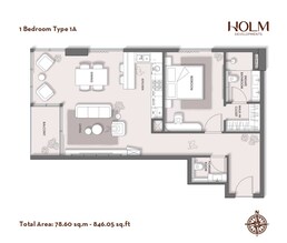 1 Bed 846 Sq. Ft. Apartment in Holm One