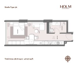 418 Sq. Ft. Studio in Holm One