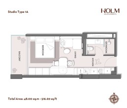 517 Sq. Ft. Studio in Holm One