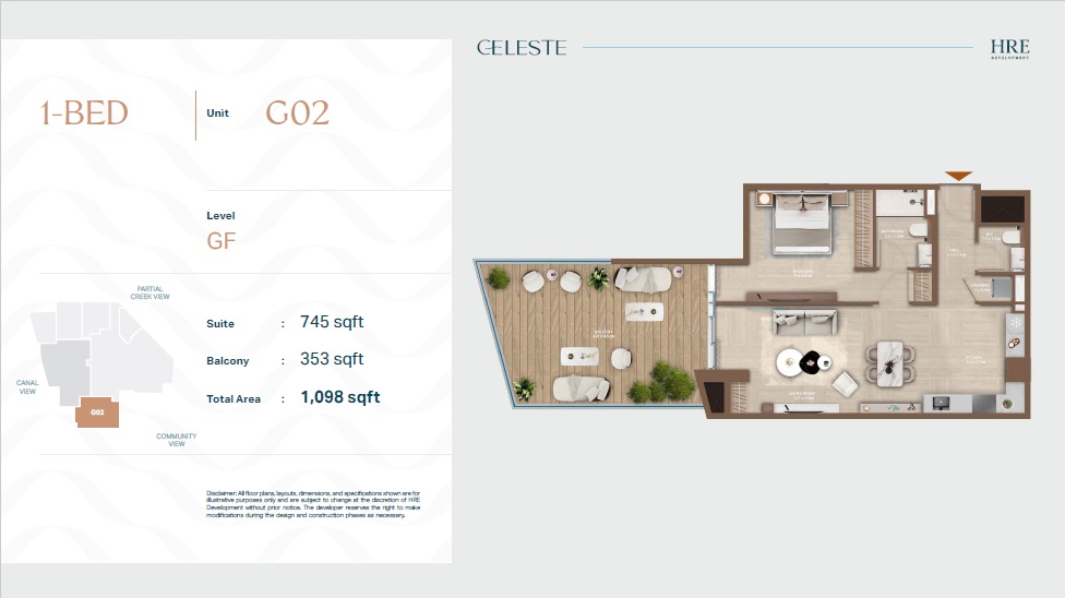 HRE Celeste 1 Bed Layout