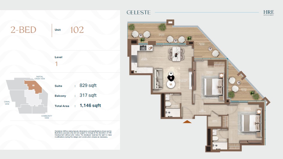 HRE Celeste 2 Beds Layout