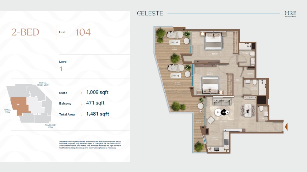 HRE Celeste 2 Beds Layout