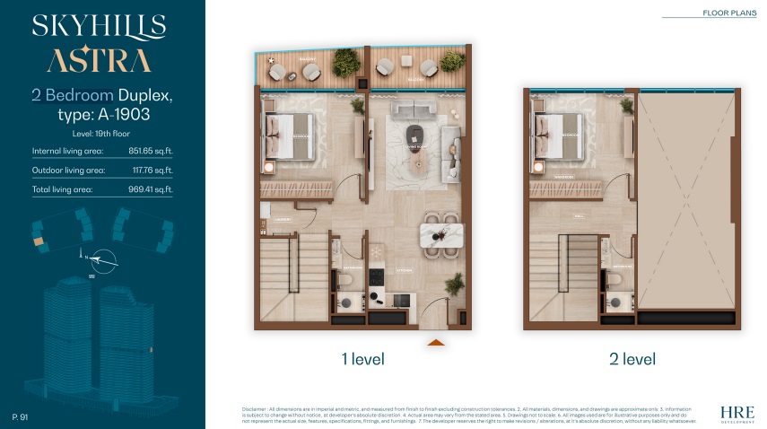 2 Beds 969 Sq. Ft. Apartment in HRE Skyhills Astra