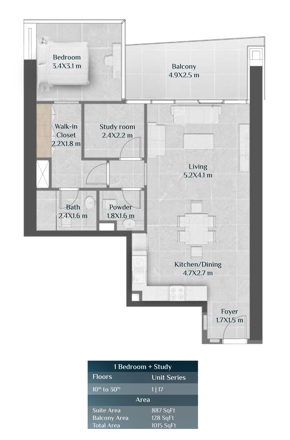 1 Bed 1015 Sq. Ft. Apartment in HRE Skyhills Residences