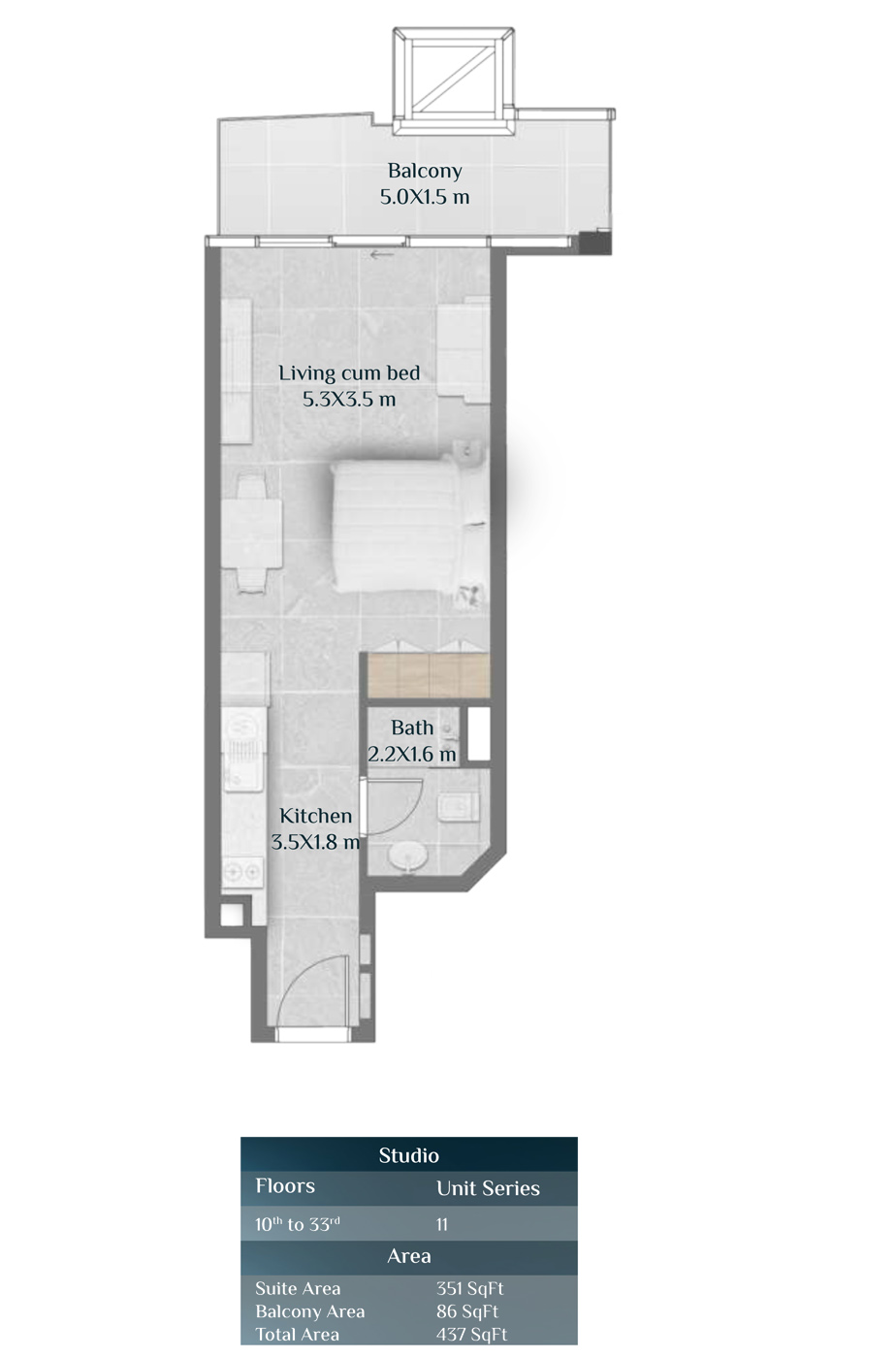 437 Sq. Ft. Studio in HRE Skyhills Residences