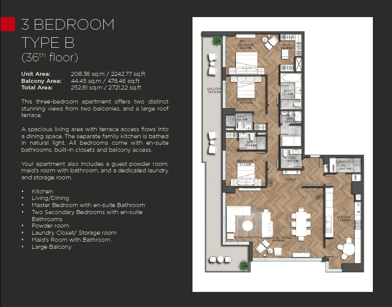 IGO 101 Tower 3 Beds Layout