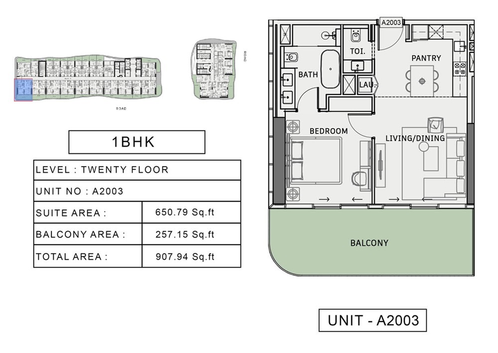 Iman One Sky Park 1 Bed Layout