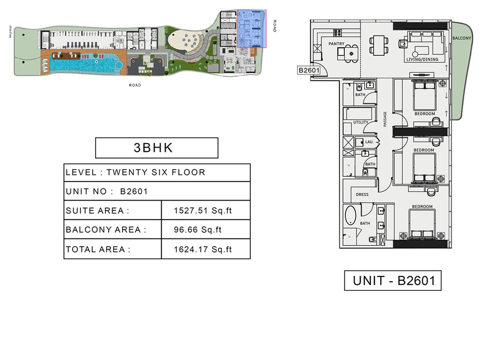 Iman One Sky Park 3 Beds Layout