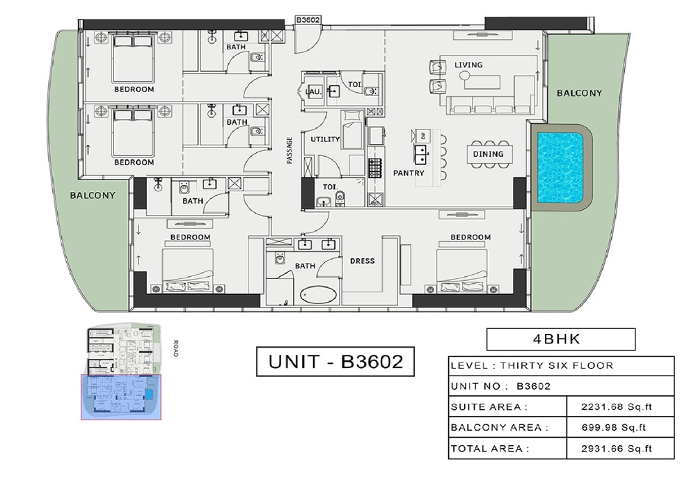 Iman One Sky Park 4 Beds Layout
