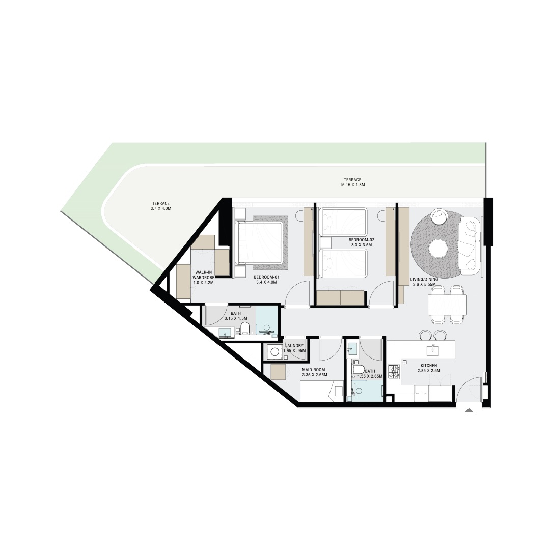 Imtiaz Cove Grand 2 Beds Layout