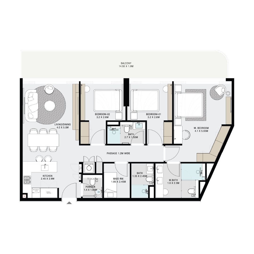 Imtiaz Cove Grand 3 Beds Layout