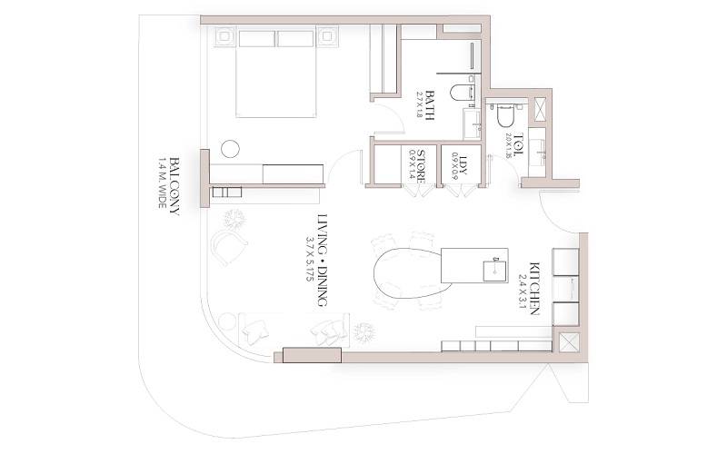 1 Bed 951 Sq. Ft. Apartment in Imtiaz Luxor