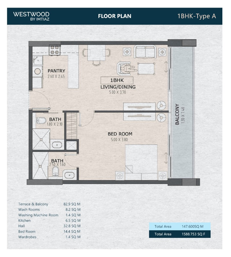 Imtiaz Westwood 1 Bed Layout