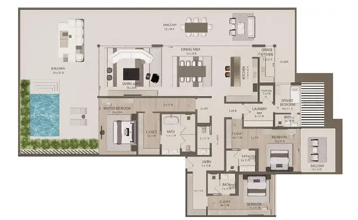 Innovate Omoria Private Residences 3 Beds Layout