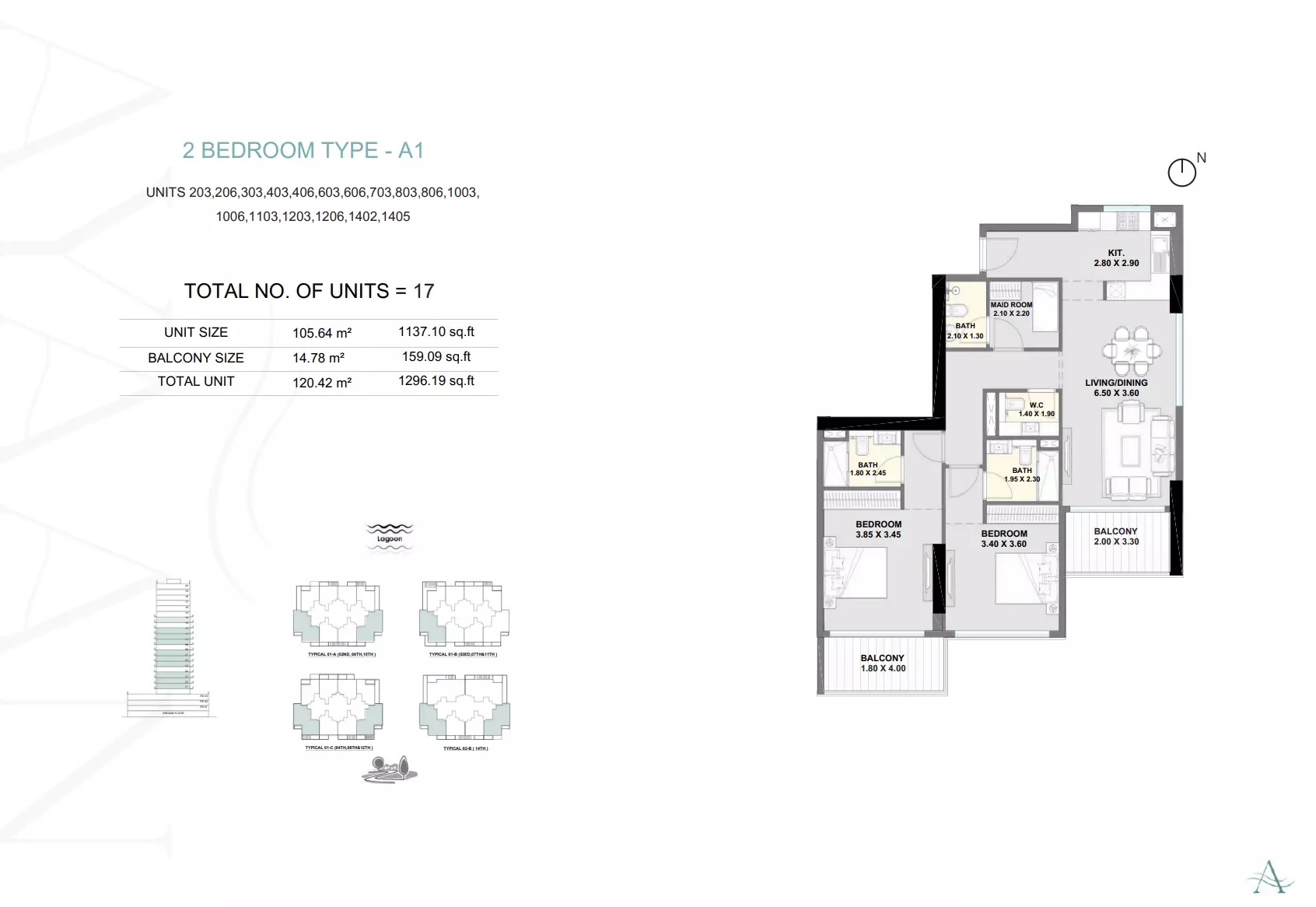 Invest Ayaan Heights 2 Beds Layout