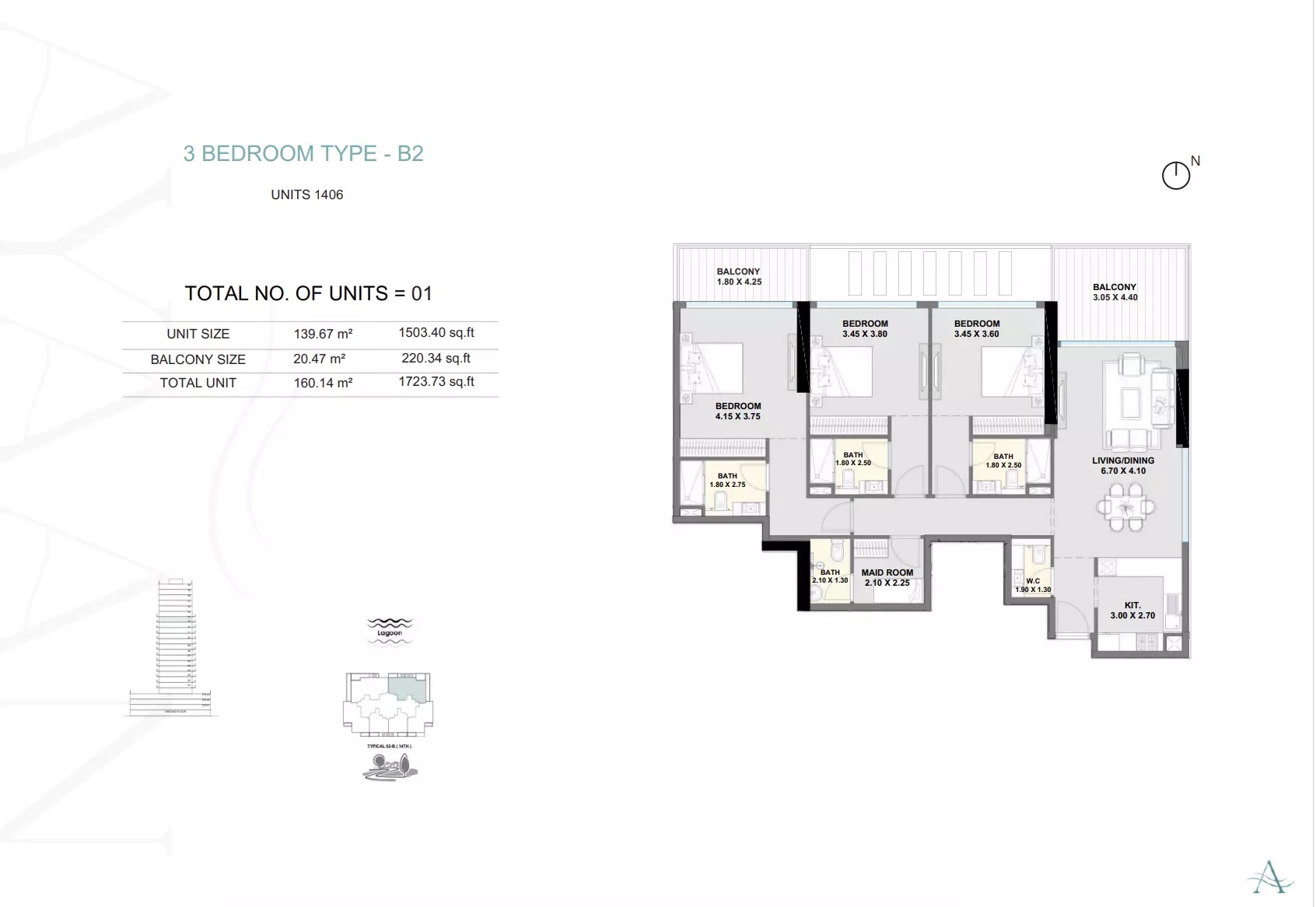 Invest Ayaan Heights 3 Beds Layout