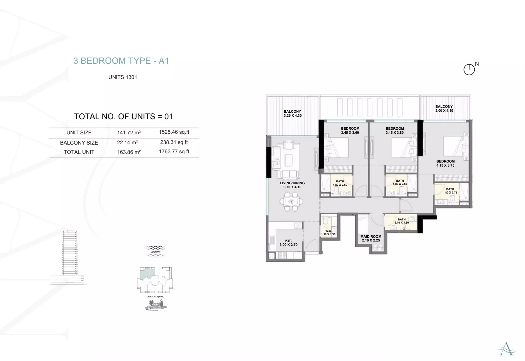 Invest Ayaan Heights 3 Beds Layout