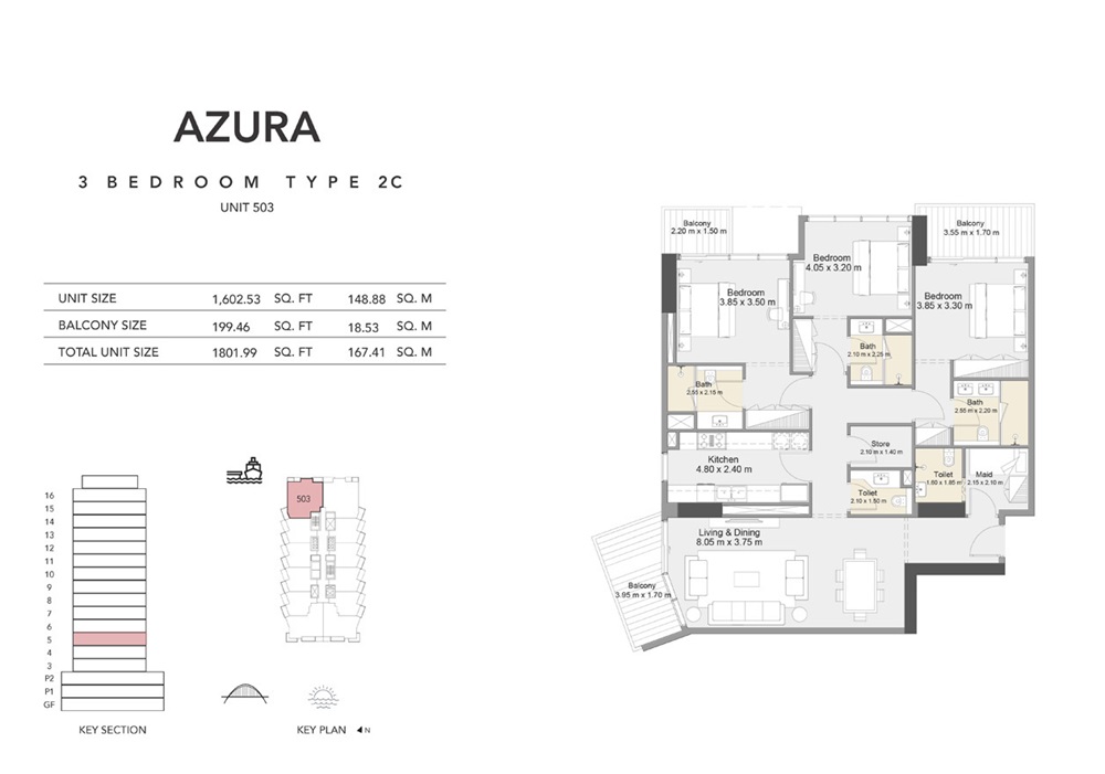 3 Beds 1802 Sq. Ft. Apartment in Invest Azura Residences