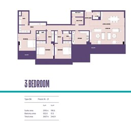 3 Beds 2657 Sq. Ft. Apartment in Invest Catch Residences