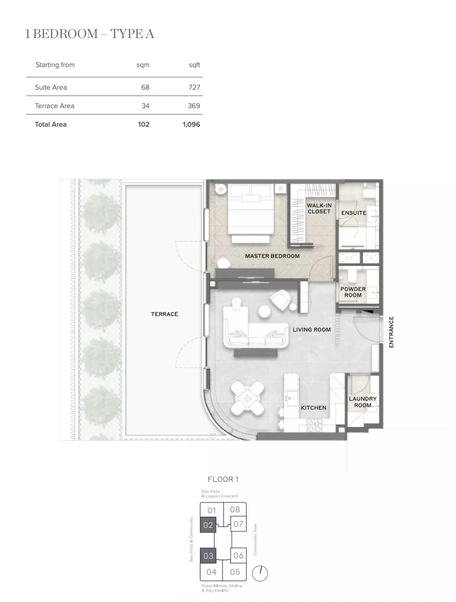 1 Bed 1096 Sq. Ft. Apartment in Iquna Avida Residences