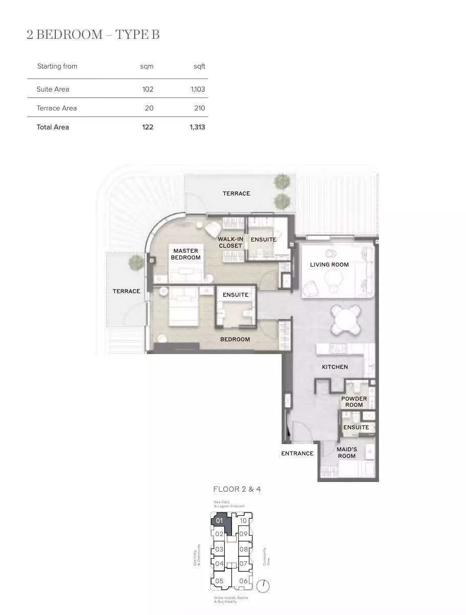 2 Beds 1313 Sq. Ft. Apartment in Iquna Avida Residences