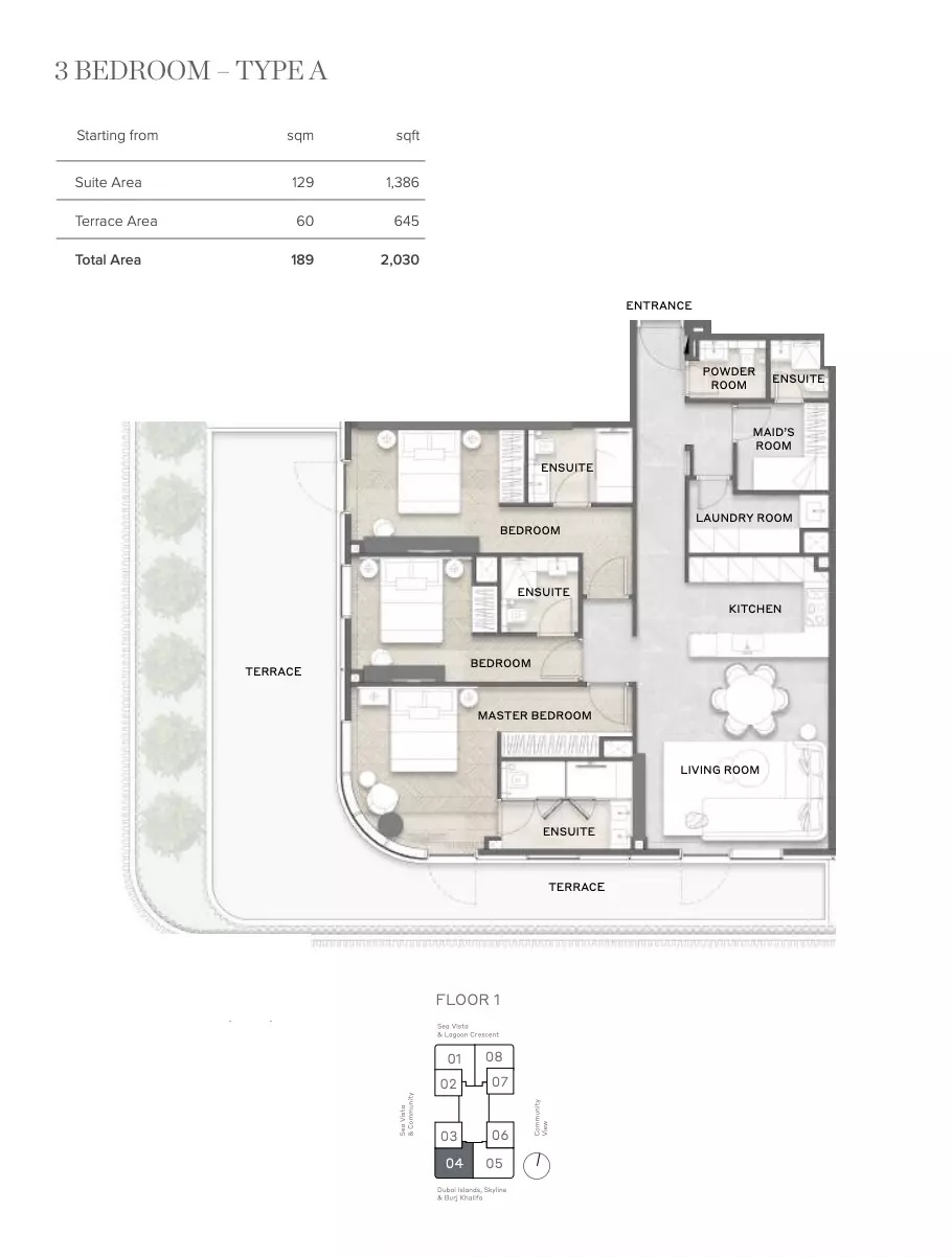 3 Beds 2030 Sq. Ft. Apartment in Iquna Avida Residences