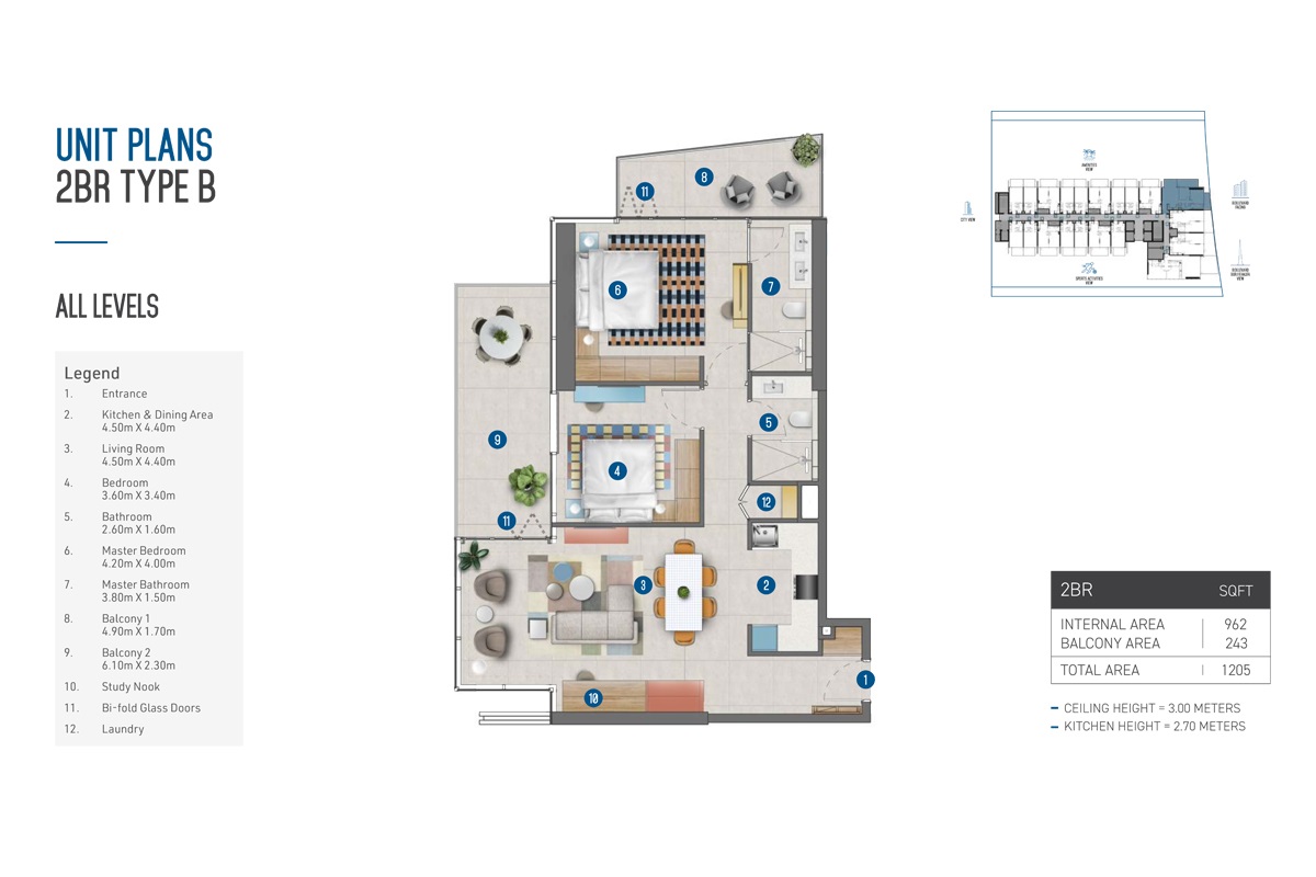 IRTH Rove Home 2 Beds Layout