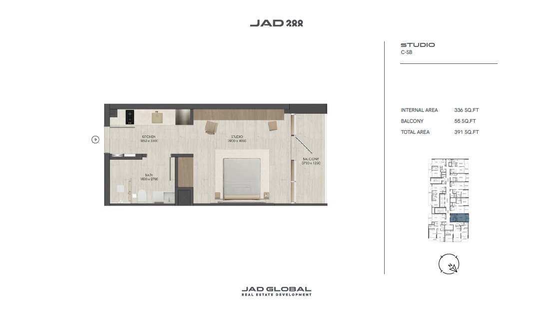 391 Sq. Ft. Studio in Jad 288
